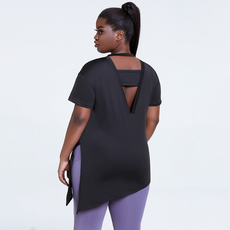 Activewear Workout Tops Women Side Split Back Yoga Shirt