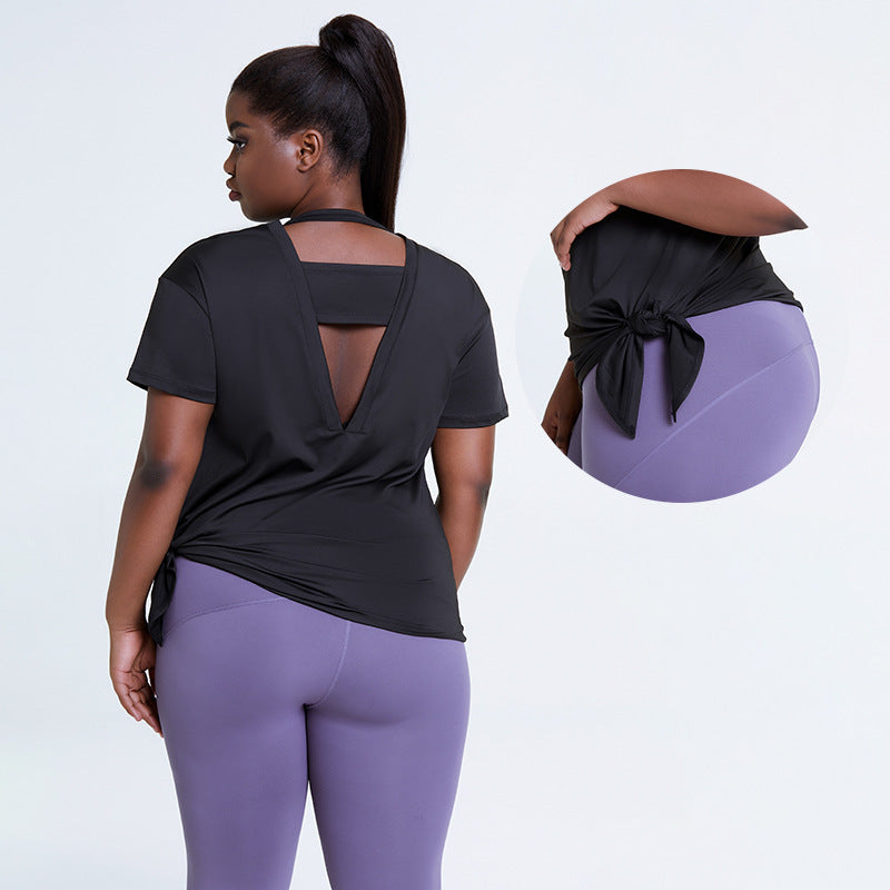 Activewear Workout Tops Women Side Split Back Yoga Shirt